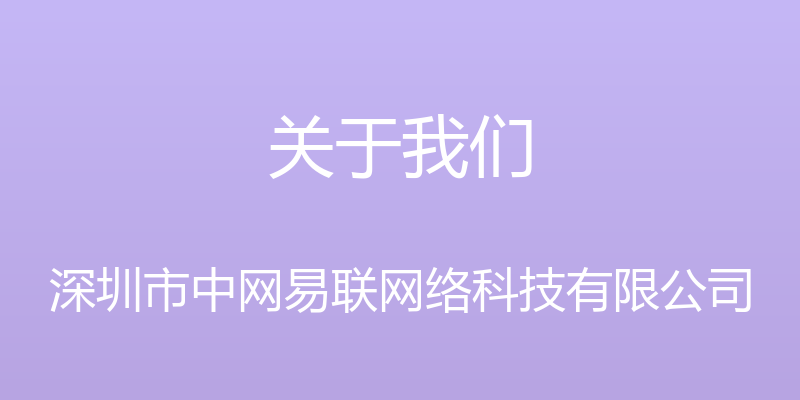 关于我们 - 深圳市中网易联网络科技有限公司