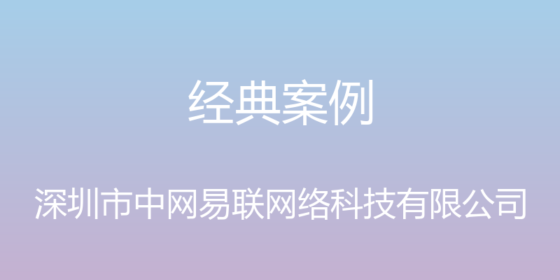 经典案例 - 深圳市中网易联网络科技有限公司