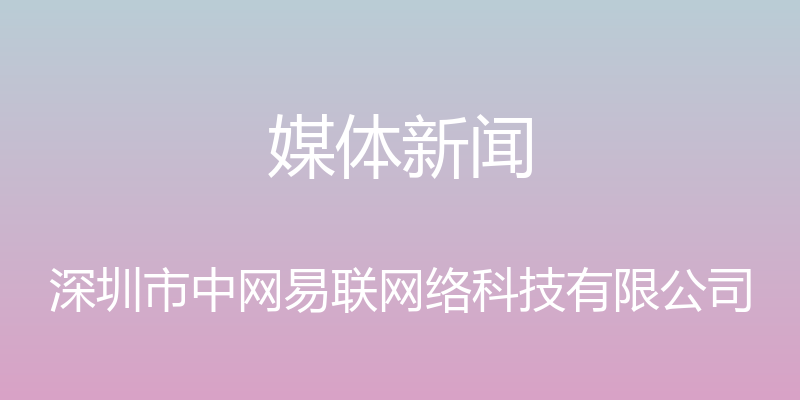 媒体新闻 - 深圳市中网易联网络科技有限公司