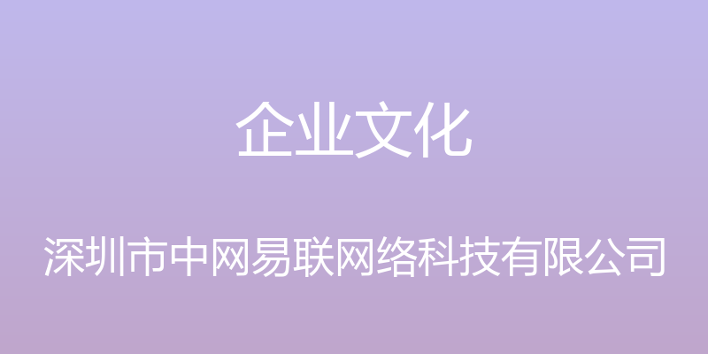 企业文化 - 深圳市中网易联网络科技有限公司